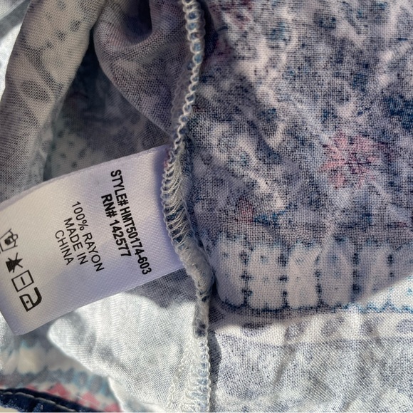 Haute Monde Blouse Slipover Tie Sz L 3/4 Sleeve Floral - Picture 2 of 4